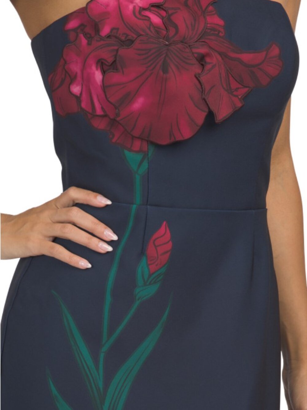 RENE BY RENE RUIZ Strapless Embroidered Floral Applique Column Gown - Picture 3 of 3